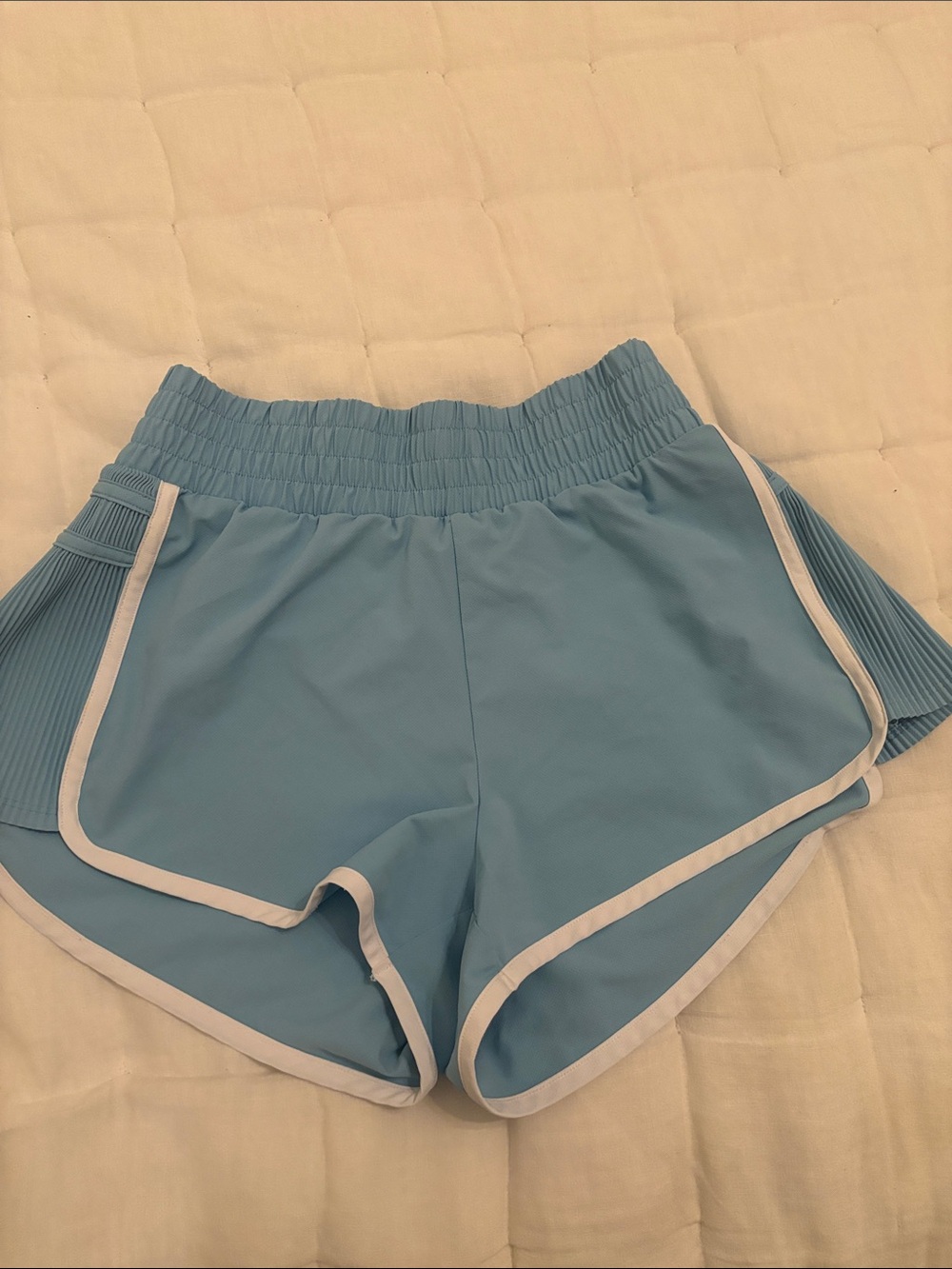 all in motion Sky Blue Athletic Shorts with White Trim